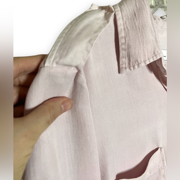 ZARA Women’s button down shirt with frayed hem. Pink size L E-11 - Picture 4 of 5